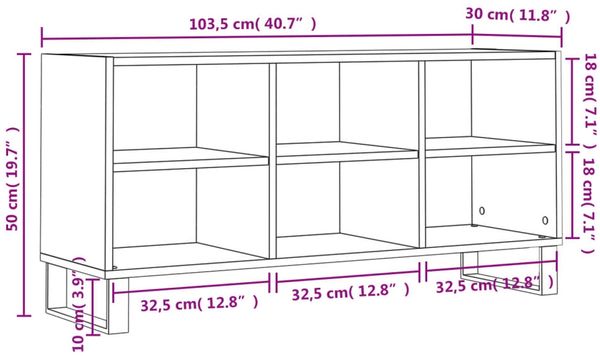 vidaXL TV-Schrank Weiß 103,5x30x50 cm Holzwerkstoff 826996 Bild 9