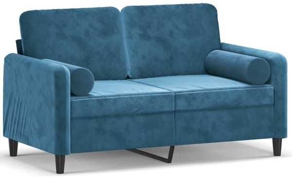 vidaXL 2-Sitzer-Sofa mit Zierkissen Blau 120 cm Samt 3200880