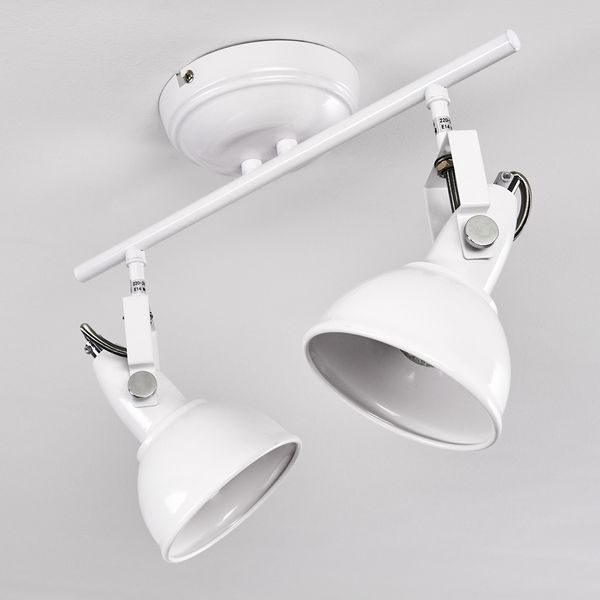 »Arazane« Deckenlampe aus Metall in Weiß, 2-flammig, mit verstellbaren Strahlern, 2 x E14-Fassung, max. 40 Watt, Spot im Retro/Vintage Design, für LED Leuchtmittel geeignet