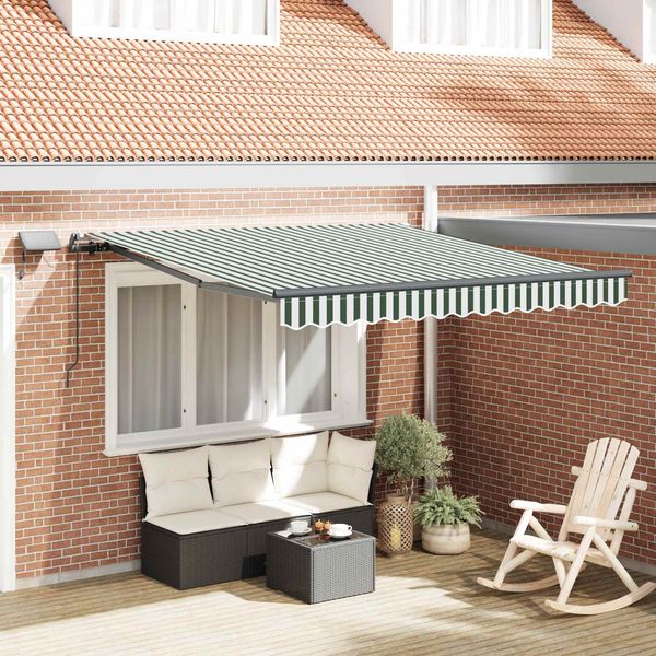 vidaXL Ausziehbare Markise Grün und Weiß 300 x 250 cm 3330182