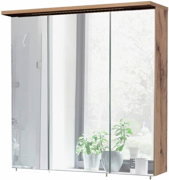 Schildmeyer Spiegelschrank Milan Nora 134892, Eiche Landhaus Dekor, 70,5 x 16 x 72,5 cm