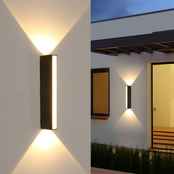 Comely LED Wandleuchten InAußen,19W Wandlampe LED Auf und ab Einstellbarer Lichtstrahl, Schwarz Warmweiß 3000K IP65 Wasserdichte Außenwandleuchte für Wohnzimmer Garten