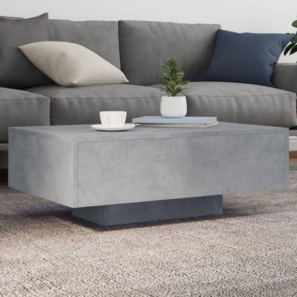 vidaXL Couchtisch mit LED-Leuchten Betongrau 85x55x31 cm 836612