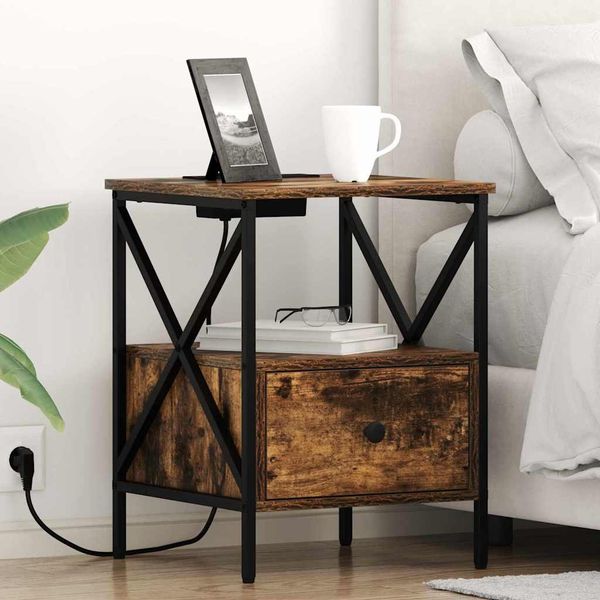 vidaXL Nachttisch Geräucherte Eiche 41,5 x 40,5 x 55 cm Holzwerkstoff 859554