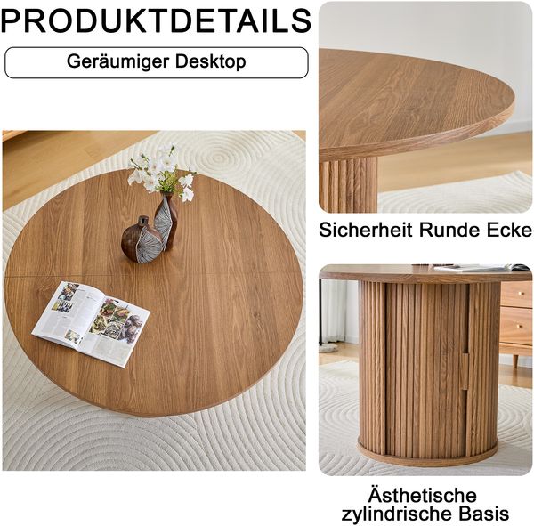 Esstisch rund 120x120x75 cm, Walnuss, im Landhausstil mit robuster Mittelsäule Bild 7