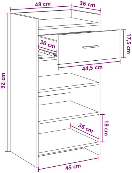 vidaXL Schuhschrank mit Speicher Altholz 48 x 36 x 92 cm Holzwerkstoff 8011353 Bild 9