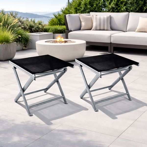 2'er Set Garten Klapphocker / Fußhocker Aluminium - Textilen