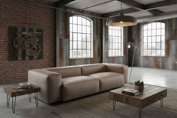 KAWOLA Sofa CELESTE 4-Sitzer Lederfaserstoff anthrazit 72 x 114 x 302 cm