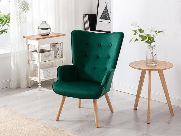 Vente-unique - VATELY Sessel SamtStoff Grün - B 78 cm x H 95,5 cm x L 69 cm