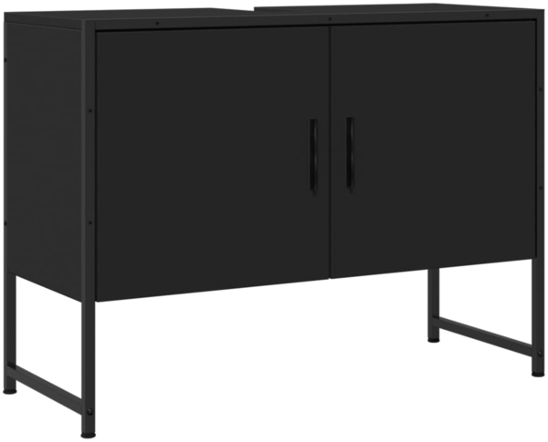 vidaXL Waschbeckenunterschrank Schwarz 80x33x60 cm Holzwerkstoff 842461