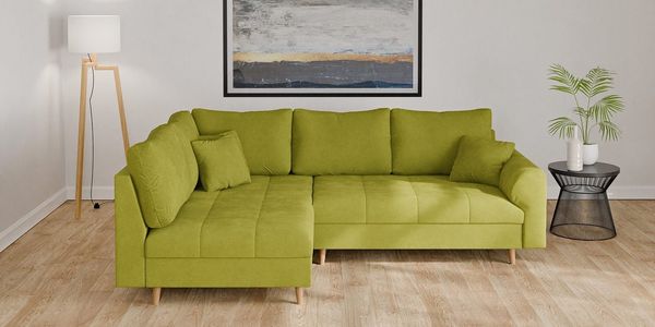 Home affaire Ecksofa CHARRE L-Form mit Ottomane, Maße B/T/H: 231/161/81 cm, feine Steppung, lose Rücken- und Zierkissen, auch in Cord und Bouclé