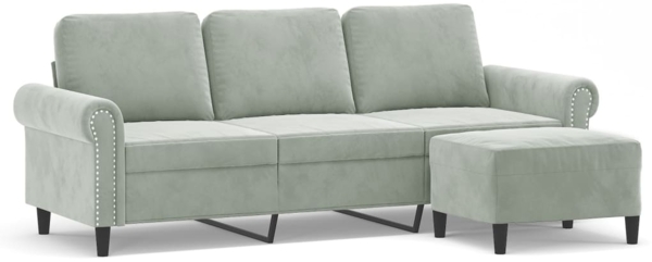 vidaXL 3-Sitzer-Sofa mit Hocker Hellgrau 180 cm Samt 3201215