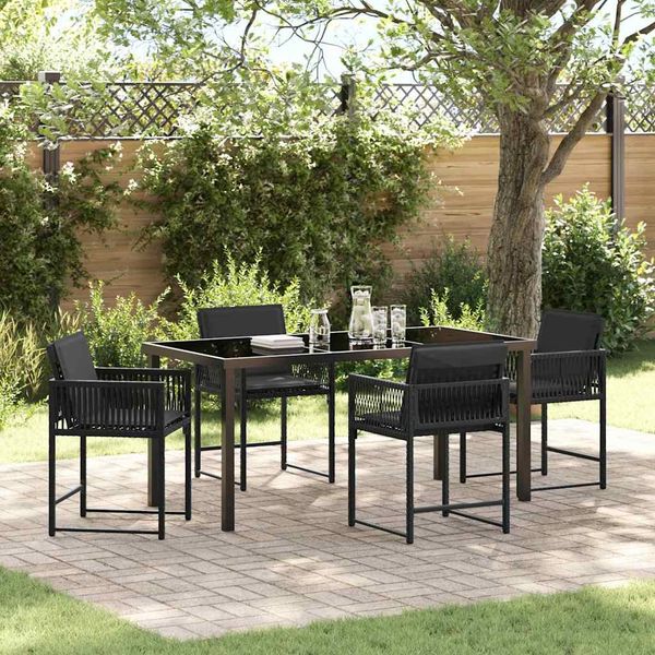 vidaXL Garten Essgruppe 5 pcs Schwarz Poly-Rattan 3380747
