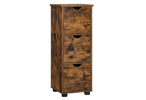 Vasagle Schmaler Badezimmerschrank, Badschrank, 3 Schubladen, Kommode, 30 x 30 x 80 cm, Bad, Wohnzimmer, Schlafzimmer, Küche, vintagebraun