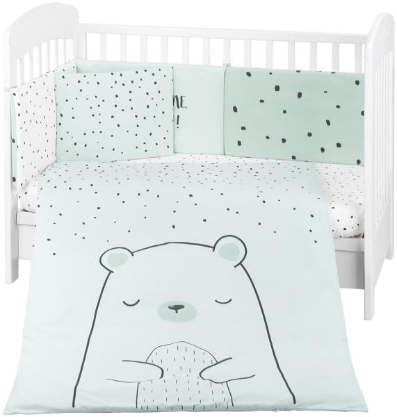 Kikkaboo Kinderbettwäsche Bär 6tlg. Decke 135x95 Kissen 45x35 Laken 140x70 grün