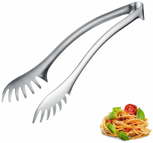 Westmark Spaghetti- und Buffetzange Pro – Küchenzange Edelstahl – Innovative Spaghettizange – Servierzange für Pasta, Salat & Spargel – Silber, 29,5 cm