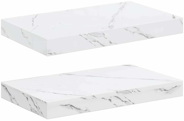 vidaXL Wandregal 2 pcs Weiß Marmor 40 x 23,5 x 4 cm Holzwerkstoff 42019963