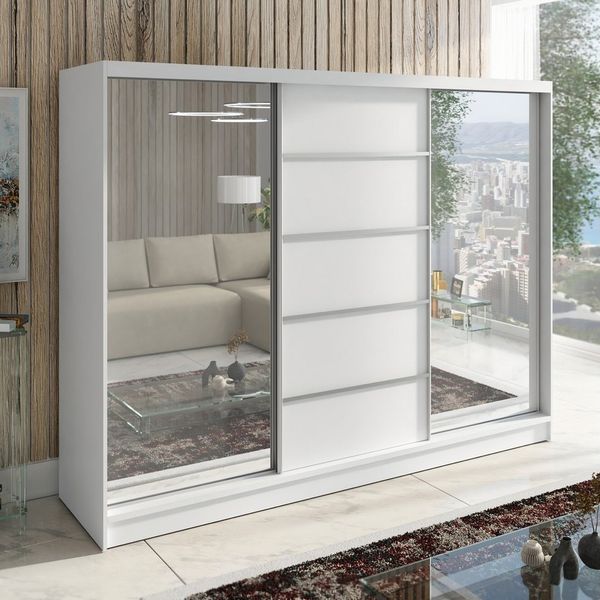 A&J MöbelLand GmbH Schiebetürenschrank TARO 3-türiger Kleiderschrank mit Spiegel, und Kleiderstangen (TOP ANGEBOT! Geräumiger Schrank mit einer Breite von 200 cm und Spiegel, ideal zur Aufbewahrung von Kleidung und Accessoires. Viel Stauraum, TOP PRODU...