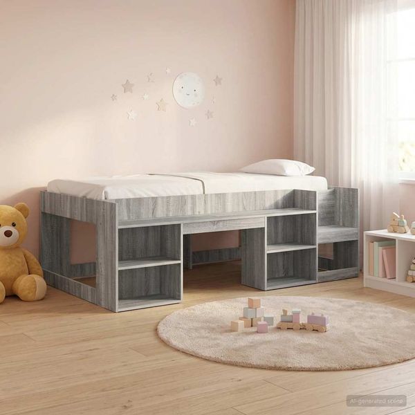 vidaXL Kinderbettgestell mit Stauraum Grau Sonoma 90x200 cm 3422608