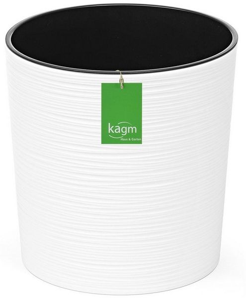 KAGM Pflanzkübel Blumenkübel Blumentopf in Rillenoptik rund 3 Farben 3 Größen (inkl. Pflanzeinsatz)