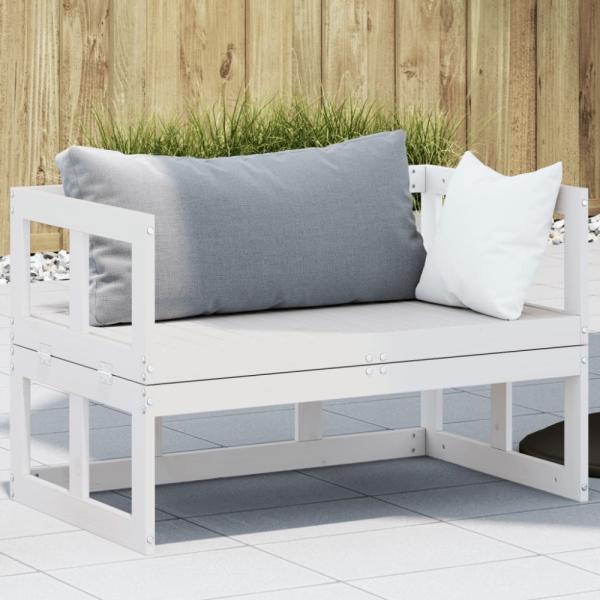 vidaXL 2-in-1 Gartensofa Verlängerbar Weiß Massivholz Kiefer 832611