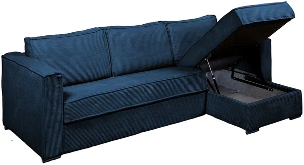 Vente-unique - LORETO Sofa SamtStoff Blau - B 223 cm152 cm x H 90 cm x L 278 cm Bild 4