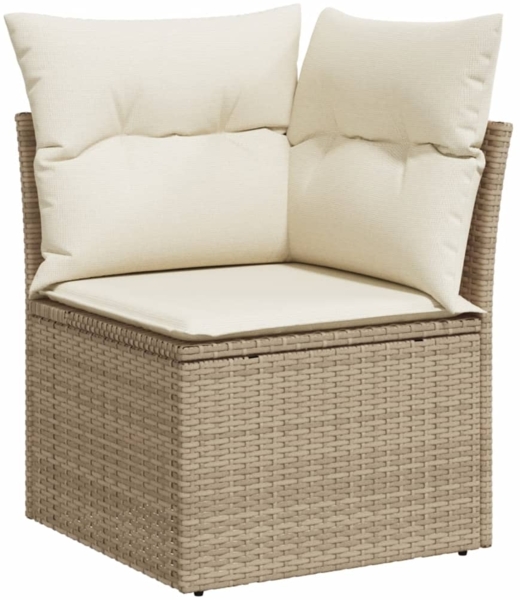 vidaXL 7-tlg. Garten-Sofagarnitur mit Kissen Beige Poly Rattan 3226142 Bild 2