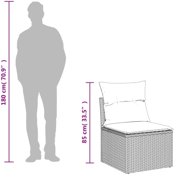 vidaXL 7-tlg. Garten-Sofagarnitur mit Kissen Beige Poly Rattan 3226142 Bild 10