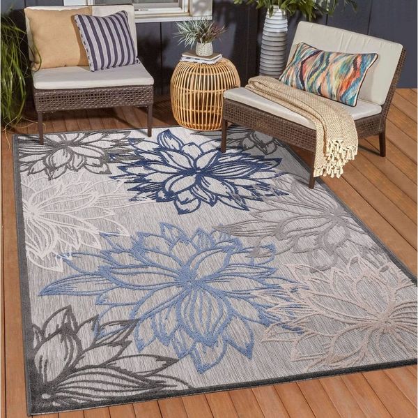 Sanat Teppich Floral 2 Outdoor, rechteckig, Höhe: 6 mm, In- und Outdoor geeignet, Blumen, Balkon, Terrasse, Außenbereich