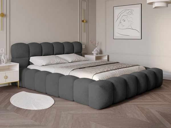wonello Polsterbett Mira (das Original), Bett mit Bettkasten und Lattenrost – eleganter Boucle-Stoff