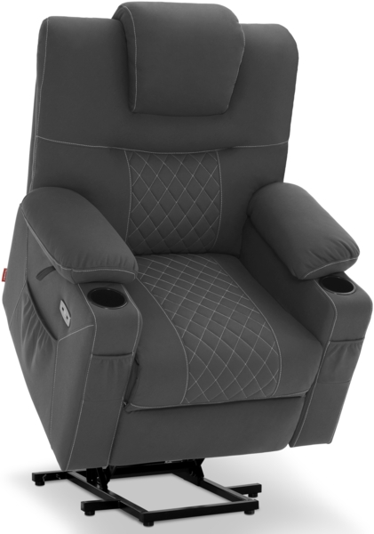 M MCombo elektrische Aufstehhilfe Relaxsessel Massagesessel 2 Motoren 7565 (Duneklgrau-Weiß)