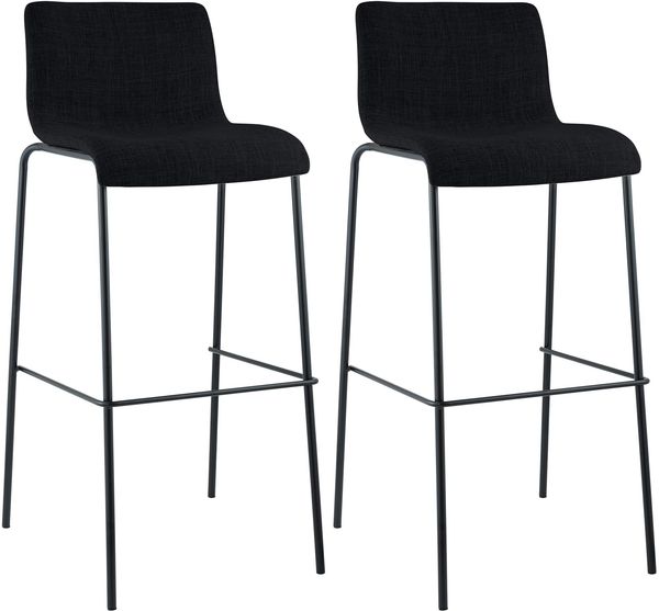 2er Set Barhocker Hoover Stoff 4-Fuß Gestell schwarz, schwarz
