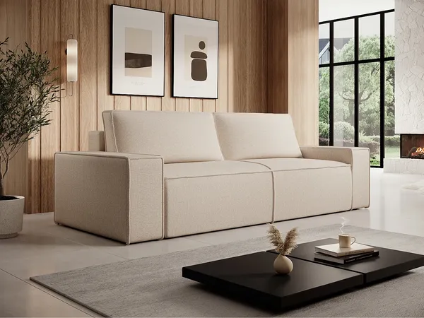 Vente-unique - AMELIA Sofa Stoff Beige - B 102 cm x H 85 cm x L 257 cm