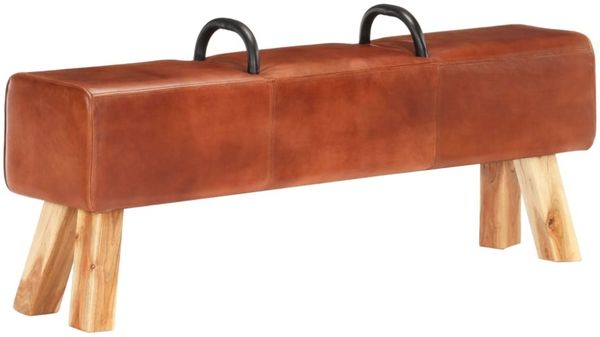 vidaXL Vintage Turnbock-Bank mit Griffen Echtes Ziegenleder 286605