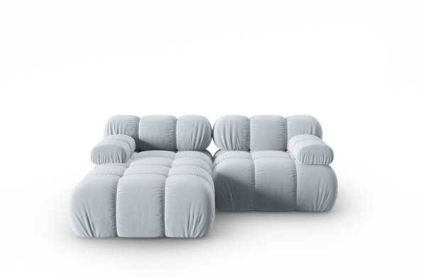 Micadoni Modulares Ecksofa Bellis 3-Sitzer Links Samt Bluvel Hellblau