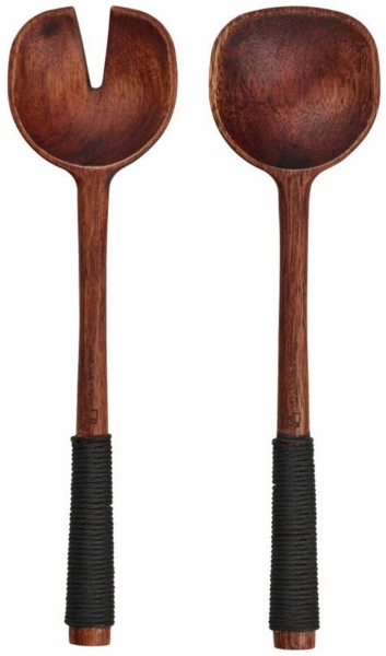 ASA Wood Nylongriff Schwarz Salatbesteck 24 cm