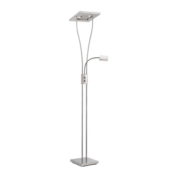 JUST LIGHT 11776-55 HELIA LED Stehleuchte eckig mit Lesearm 3000K dimmbar stahlarben