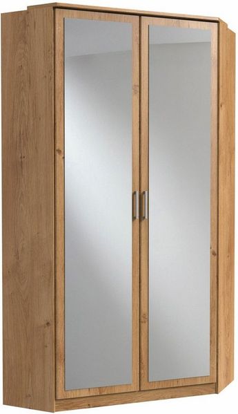 Eckschrank Click Eckkleiderschrank mit Spiegel 95x95cm Farbe: braun