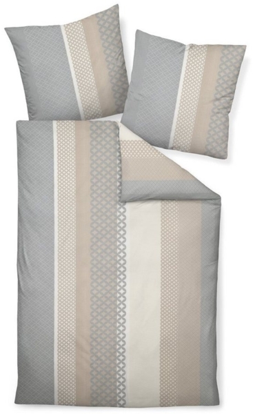 Janine Bettwäsche Deluxe Premium, Seersucker, 2 teilig, gemustert in sand, silber
