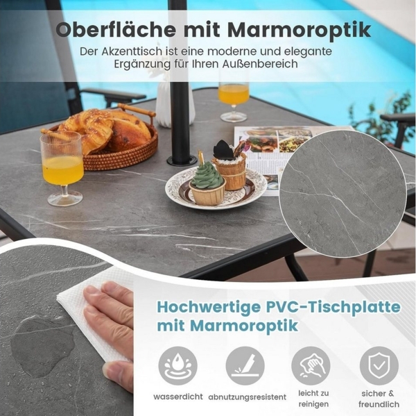 KOMFOTTEU Gartentisch Terrassentisch, mit 42 mm Schirmloch, 100 kg belastbar Bild 2