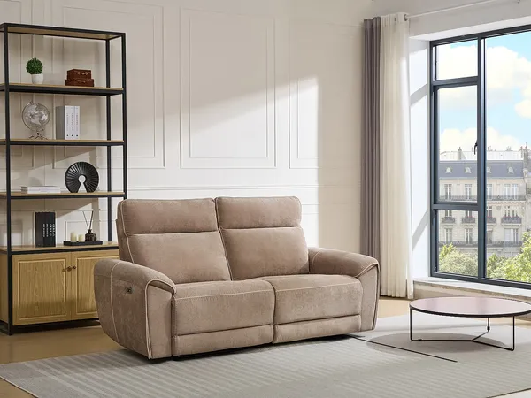 Vente-unique - DJARALO Sofa Stoff Schokoladenbraun - B 96 cm x H 106 cm x L 200 cm