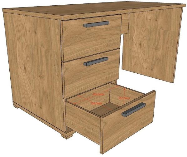 Schreibtisch Sam 140 x 74.4 x 65.2 cm Eiche Melamin Dekor Metall Natur Schwarz Bild 3