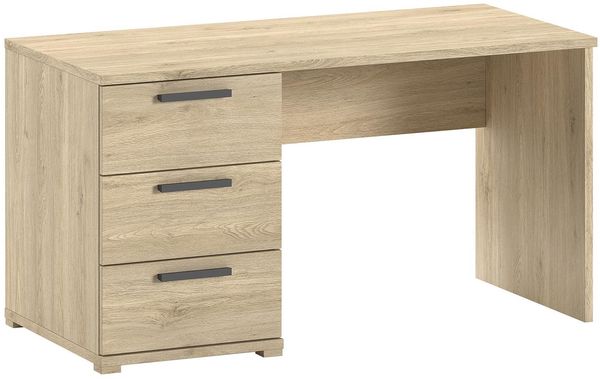 Schreibtisch Sam 140 x 74.4 x 65.2 cm Eiche Melamin Dekor Metall Natur Schwarz