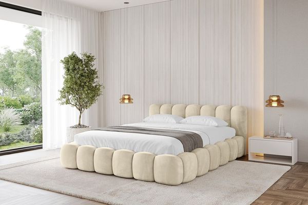 ALTDECOR Polsterbett SENA-v1 (Polsterbett mit Bettkasten und Lattenrost, Boxbett ohne Matratze), Doppelbett mit Stauraum, Bett mit Kopfteil
