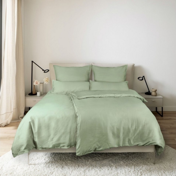 SCHÖNER WOHNEN-Kollektion Bettwäsche PLAIN Satin Bettwäsche, Baumwolle, 1 teilig, 135x200 cm in Grün