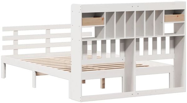 vidaXL Massivholzbett mit Regal ohne Matratze Weiß 140x200 cm Kiefer 3322797 Bild 6
