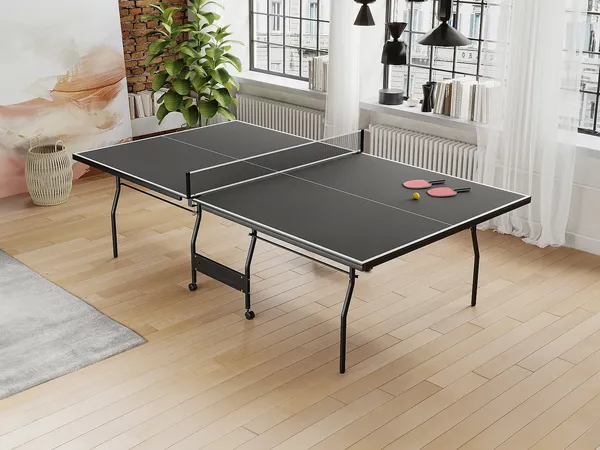 Vente-unique - GARRY Indoor games Holz, Platte Grau - B 152,5 cm x H 76 cm x L 274 cm