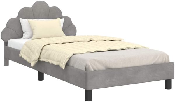 vidaXL Kinderbettgestell mit Kopfteil Hellgrau 90x200 cm Samt 42011162