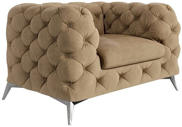 S-Style Möbel Chesterfield-Sessel Kalina mit Silber Metall Füßen, mit Wellenfederung