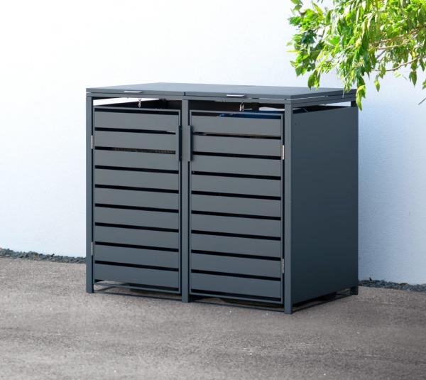 Westmann Metall Mülltonnenbox 2er Kubus | 2x 240 L | Anthrazit | 132x80x116 cm